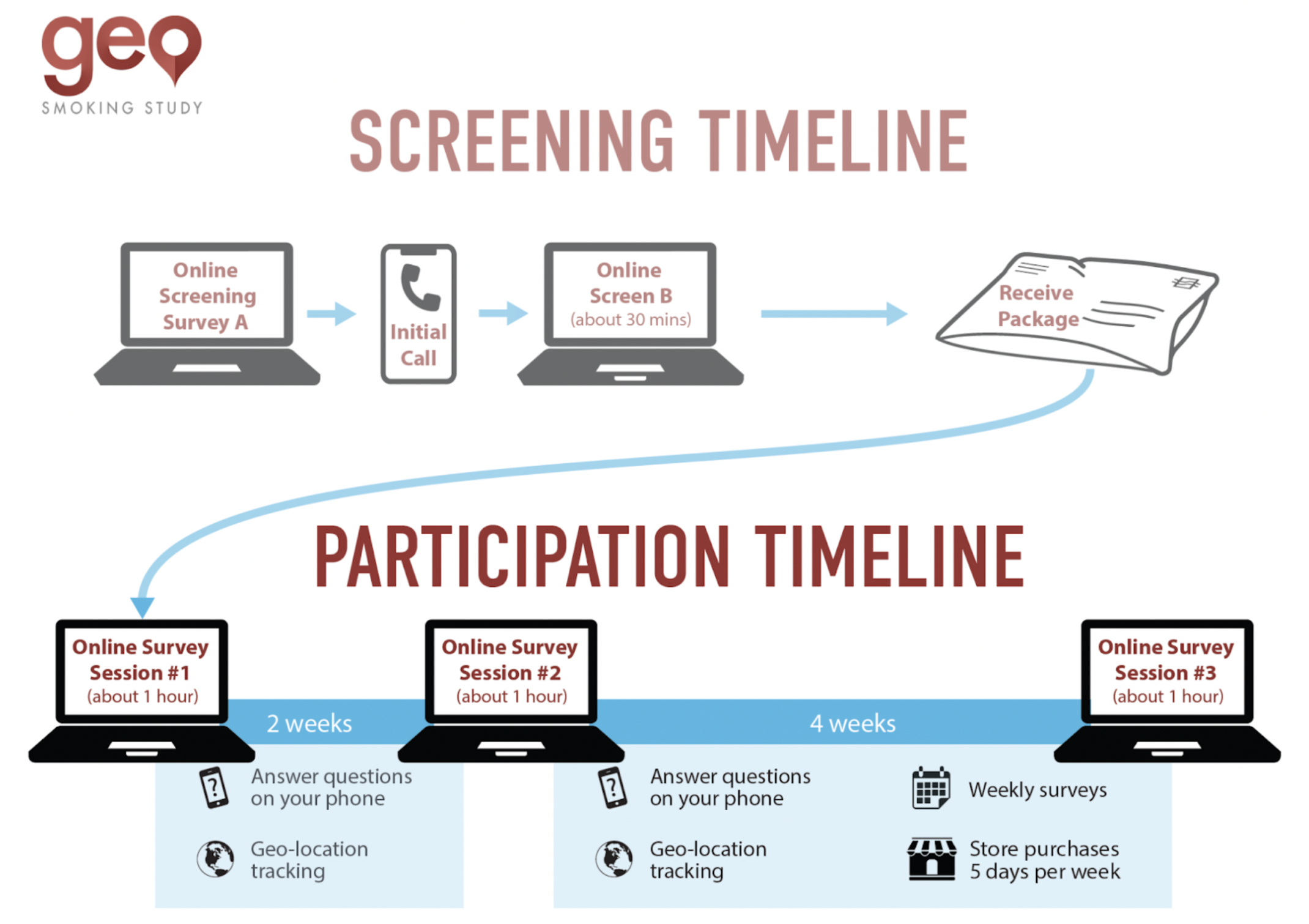 Graphic of study timeline described below