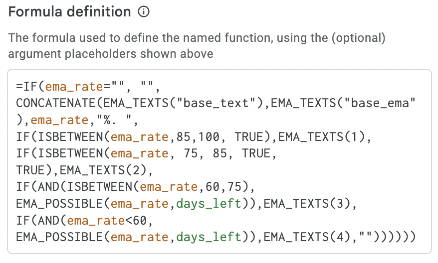 EMA calculation text function